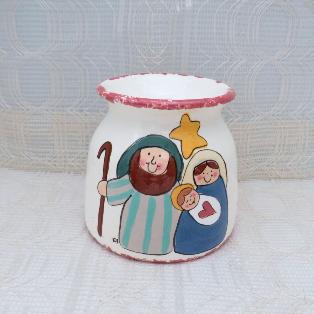 Vintage Handmade Ceramic Wax Burner Nativity  Potpourri Burner For Christmas